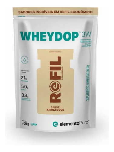 Wheydop 3w Refil (900g) - Sabor: Arroz Doce Arroz Doce