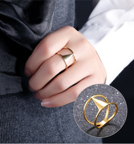 Imagen 5 de 10 de Anillo Acero Dorado Nuevo Diseño - 100