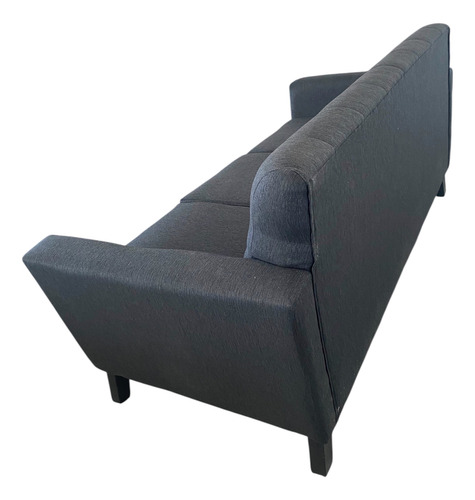 Sillón 3 Cps Tela Chenille Antidesgarro Patas De Madera Gris Oscuro Chenille