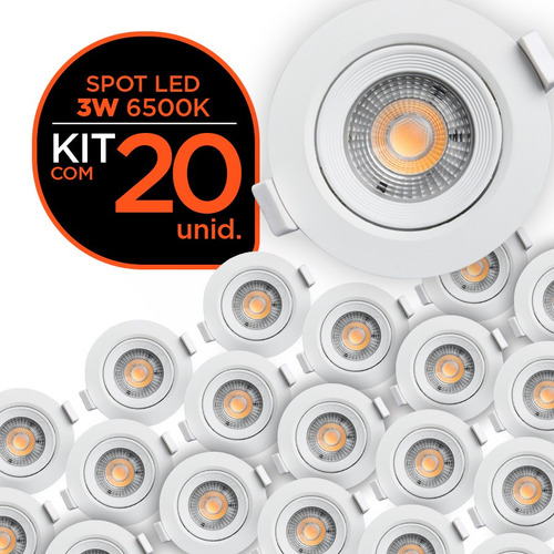Kit 20 Spot Led 3w Branca Redondo - Black + Decker