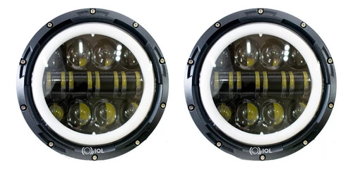 2 Faro Led Redondo Ayb Lupa Ojo Ámbar Blanco 7 Pulgadas