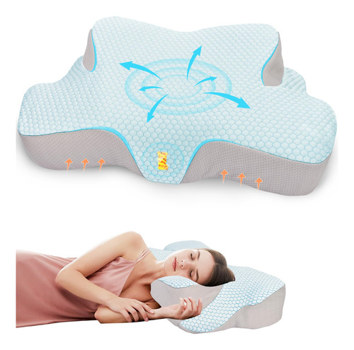 Almofada De Pescoço Feelikey Memory Foam Cooling Cervical Bl