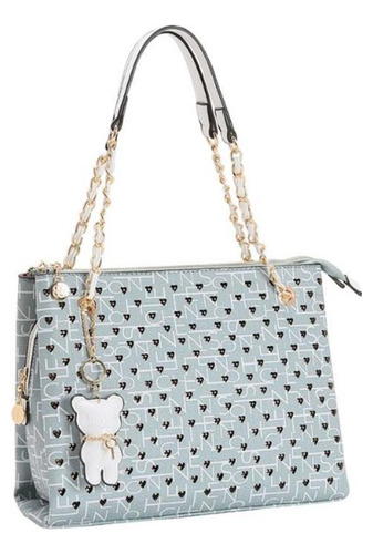 Bolsa Chenson New Cristal Strass Ombro 3 Divisórias Azul