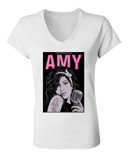 Remera Mujer Escote V Spun Amy Winehouse