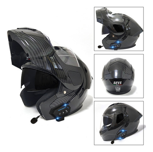 Casco De Moto Bluetooth Fibra De Carbon Certificado Dot/ccc