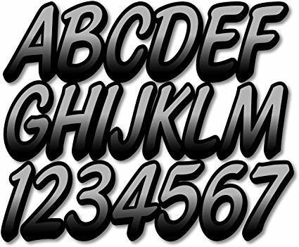 Stiffie Whipline Plata / Negro 3  Números Alfanuméricas De I