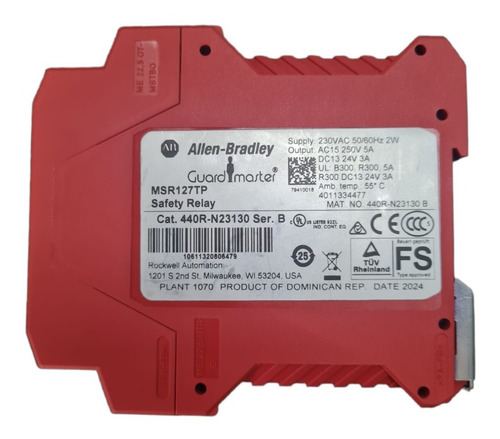 Relevador De Seguridad Allen Bradley Msr127tp 220vac/24vdc