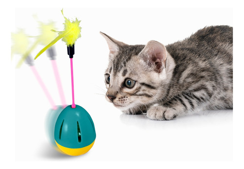Juguete Para Gato Vaso Con Plumas Y Cascabel Gatito Gatos 