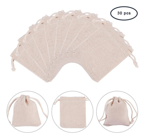 30 Unids Natural Con Cordón Bolsita Organizador Para Joyas,