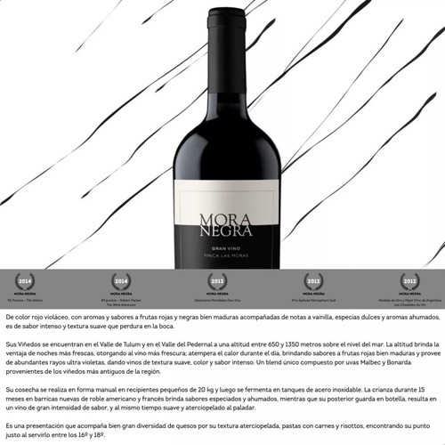 Vino Mora Negra Malbec Finca Las Moras Tinto - 01mercado
