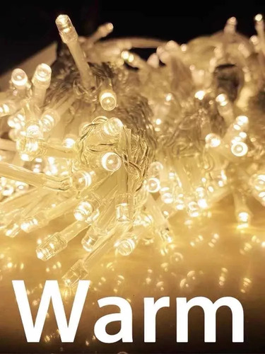 Luces Cortina 3x3 Mts 300 Led 12 Tiras Efectos 220v Navidad Luces Blanco Cálido