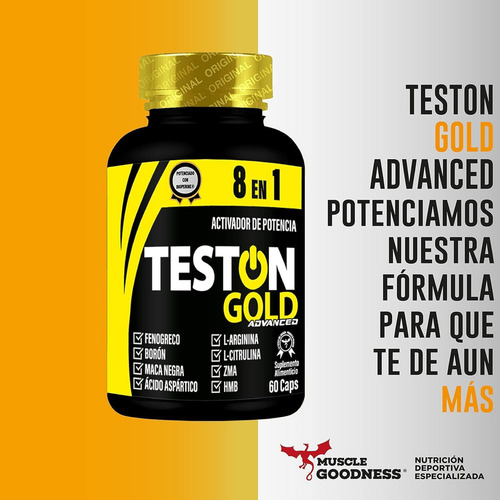 Muscle Goodness Teston Gold Advanced 8 En 1. 60 Cápsulas Sin Sabor. Sin Sabor