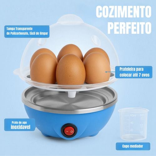 Cozedor De Ovos Portátil Egg Cooker Fit Dieta 7 Ovos