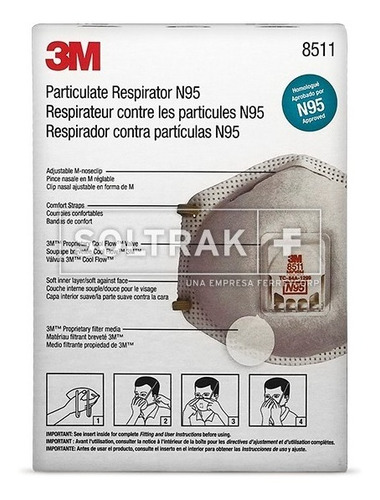 Imagen 2 de 2 de Respirador Con Válvula N95 8511 3m (10 Und)