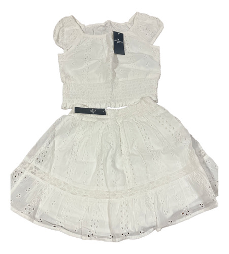 Blusa Con Falda En Conjunto Eyelet Para Niñas Af Kids