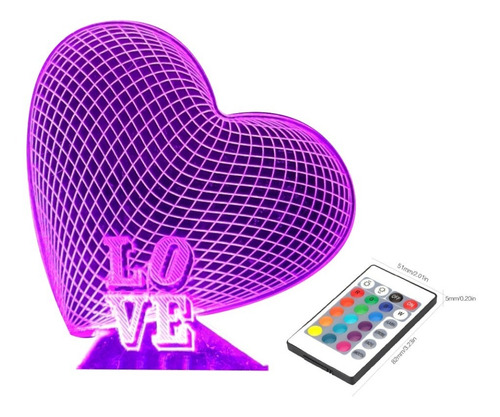 Lámpara Led 3d  Love  Touch 16colores Control Incluido