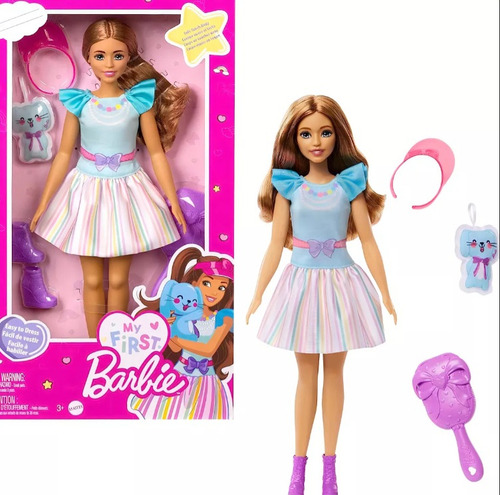 Barbie Mi Primera Barbie Muñeca articulaciones interna Cabello Castaño Con Mascota