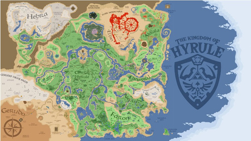 Mapa The Legend Of Zeld - The Kingdom Of Hyrule 100x56cm Pvc