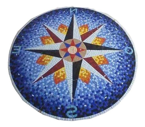 Imagen 1 de 9 de Mosaico Figura Rosa De Los Vientos P.alberc De 1.00 Mt.