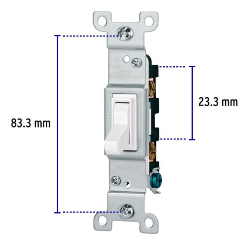 Interruptor Vertical De Palanca, Standard, Blanco, Volteck