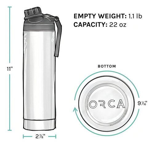 Termo Orca Hydra 22 Oz. Acero Inoxidable Blanco Gloss
