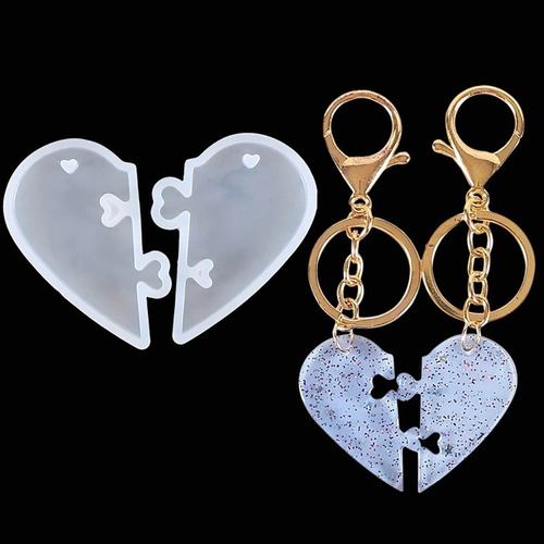 Molde Silicona Dijes Llavero Corazon Resina Color Transparente