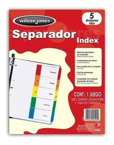 Separador De 5 Div. Acco (wilson Jones) X 5 Juegos