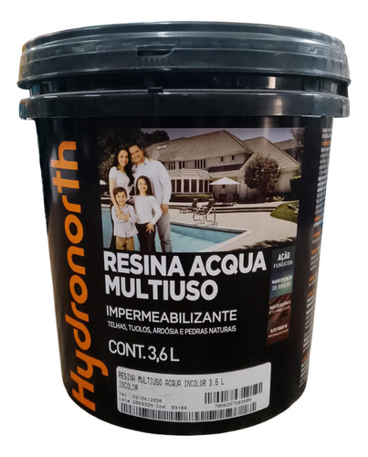 Resina Acrílica Multiuso Base Água Incolor 3,6 Lts Hydronort Acabamento Fosco