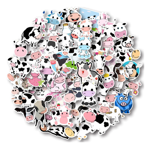 Aowplc Paquete De 50 Pegatinas De Vaca, Vinilo Impermeable,