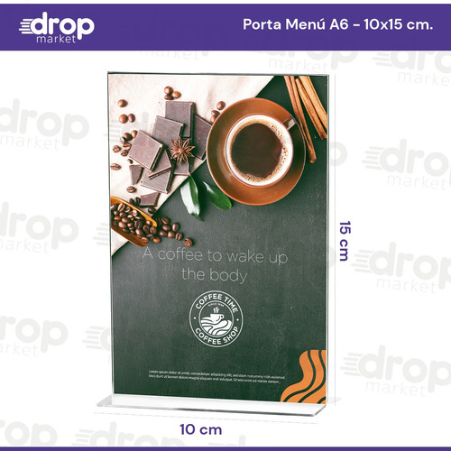 Imagen 3 de 10 de Porta Menú Acrílico 10x15 A6 Restaurante Qr Hoja X 10 U.