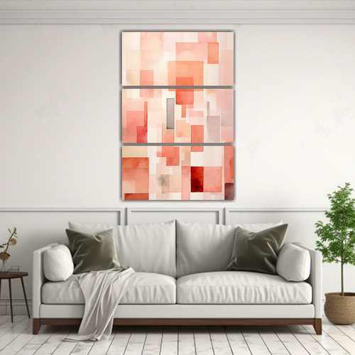 100x150cm Tríptico Hermoso Resistente Red Block Watercolor