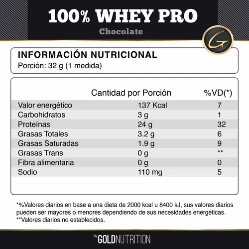 Suplemento en polvo Gold Nutrition Proteínas sabor chocolate x 908g