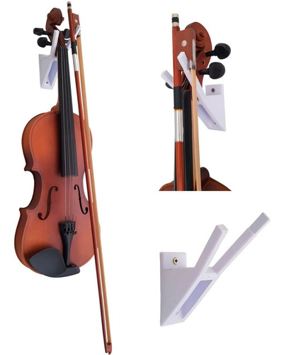 Suporte De Violino Para Parede (preto/branco) Cor Branco