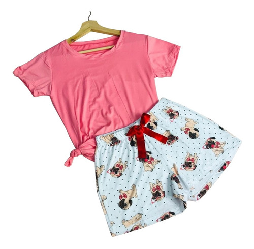 Pijama Short Y Camisa Hermoso Conjunto Para Mujer, Comodo