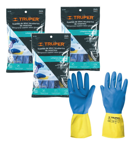 Kit 3 Pares De Guantes Reforzados, Talla Chica, Truper