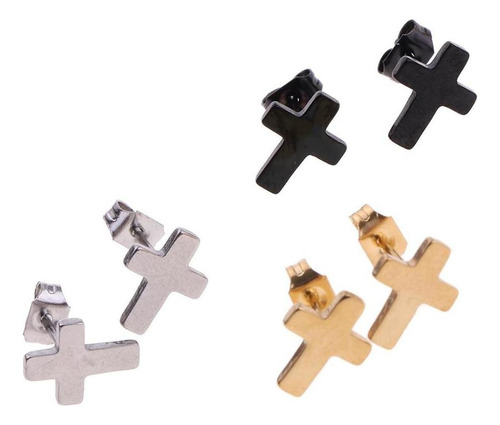 3 Pares Cruces Stud Pendientes Christian Faith Cruces Studs
