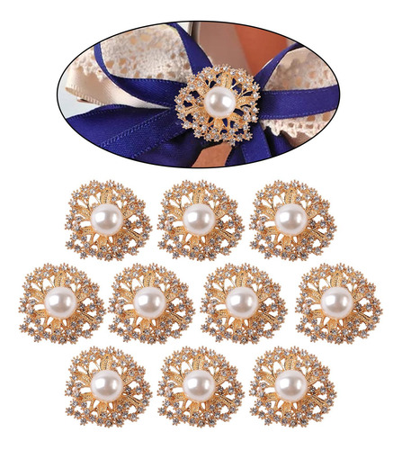 10pcs Botones De Perlas De Diamantes De Imitación De
