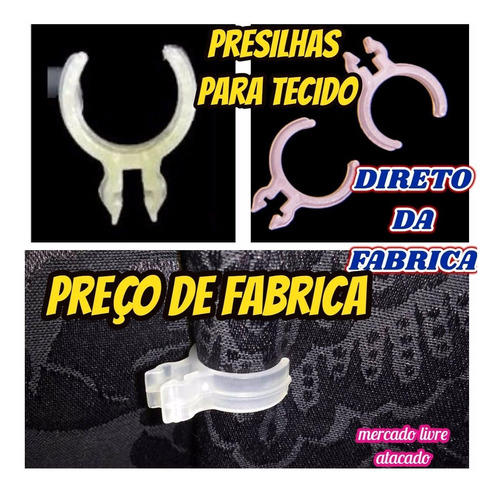 Presilha Prendedor Plástico P/tela Mágica Estica Tecido C/40