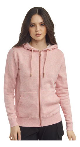 Sudadera Abierta Love To Lounge Rosa Jaspe Con Capucha Dama