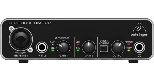 Behringer Umc22 Interface De Áudio U-phoria Usb Midas Umc 22