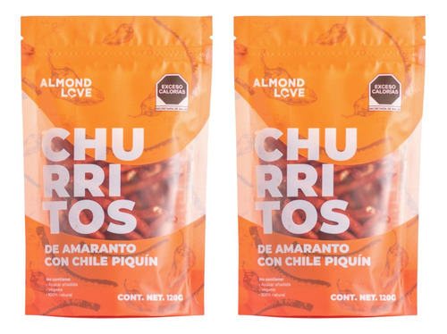 2 Pack Churrito De Amaranto Sabor Piquin Almond Love 120g