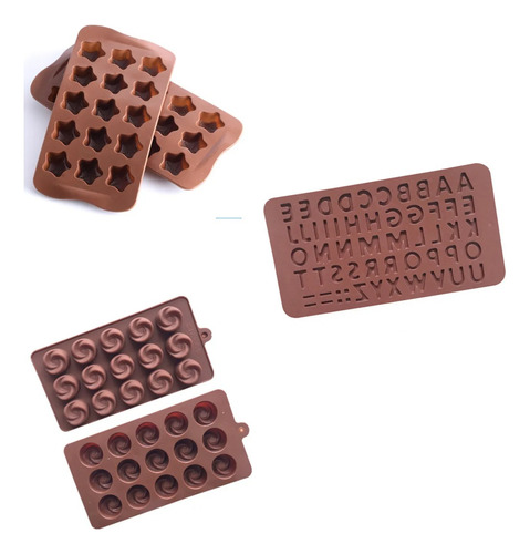 Molde De Silicona, 5 Moldes A Elección, Chocolate 