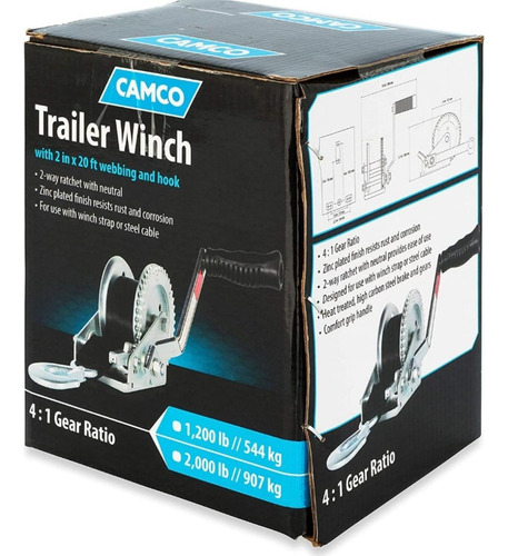 Winch O Cabrestante Camco 2000 Libras Con Correa De 6m