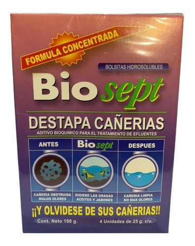 Imagen 2 de 5 de Biosept Destapa Cañerías X 6 Cajas