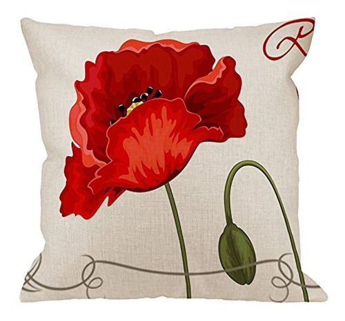 Hgod Designs Throw Pillow Case Red Poppies Funda De Cojín Cu