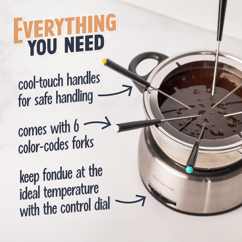 Set De Ollas Eléctricas Para Fondue Nostalgia De 1,5 L Con 6