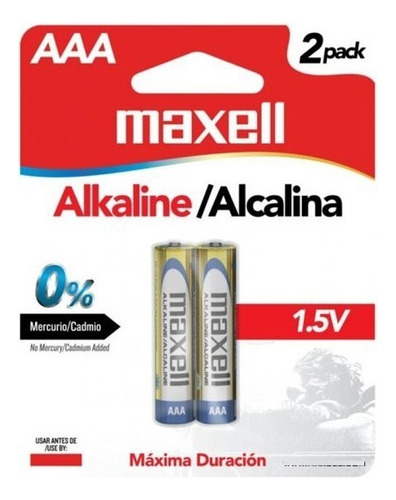 Par Bateria Pila Maxell Alcalina Aaa X2 1.5v Lr03 Duracion