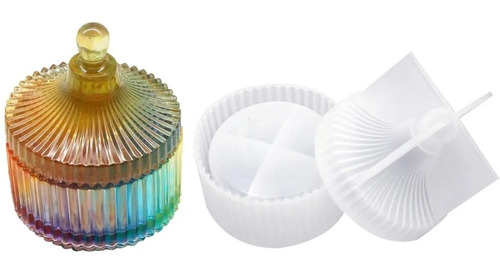 Molde Silicona Caramelera Con Tapa Alhajero Resina Epoxi Color Blanco
