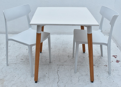 Combo Mesa Bar Eames 70 + 2 Sillas Mare - Muebles Castelar Blanco Liso