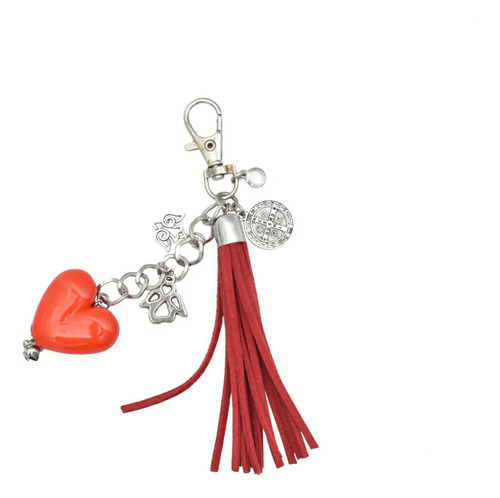 Bendición Protector Llavero De Bolso Con Dijes Salve Regina Rojo